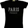 Camiseta mujer París pedrería y perlas
