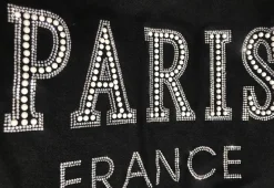 Camiseta mujer París pedrería y perlas