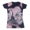 Camiseta negra París "Moño/Corbatín"