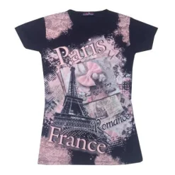 Camiseta negra París "Moño/Corbatín"