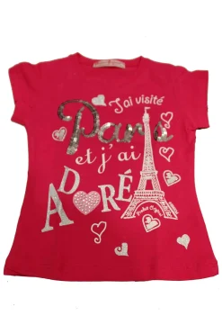 Camiseta Torre Eiffel París con brillantes y lentejuelas