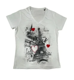 Camiseta Torre Eiffel París Corazón Cuello V