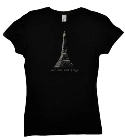 Camiseta Torre Eiffel Strass 3 colores estilizada