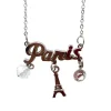 Collar plateado París pedrería y bola de cristal