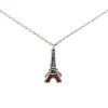 Collar Torre Eiffel plateado pedrería tricolor