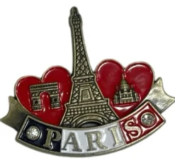 Imán Torre Eiffel doble Corazón Paris Strass 3 monumentos