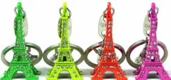 Llavero Torre Eiffel fluorescente con pedrería