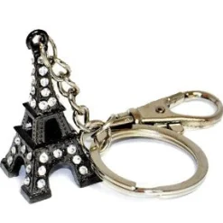 Llavero Torre Eiffel negro con pedrería