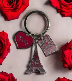 Llavero Torre Eiffel Notre Dame de Paris rosa