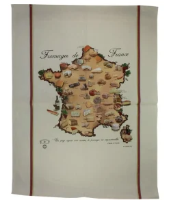 Paño de cocina Quesos y mapa de Francia