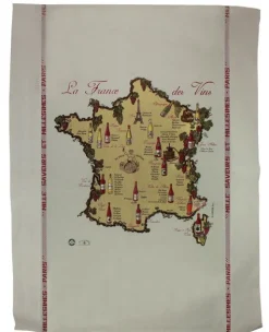 Paño de cocina Vinos y mapa de Francia