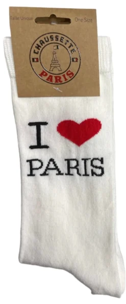 Par de calcetines I LOVE PARIS blancos o negros