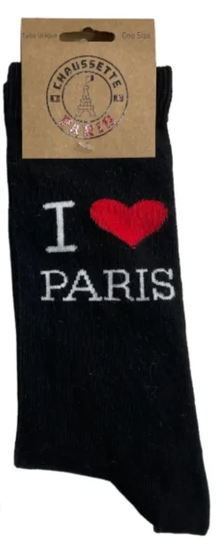 Par de calcetines I LOVE PARIS blancos o negros
