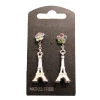 Pendientes Torre Eiffel con flor multicolor