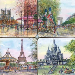 4 posavasos Souvenir de París