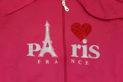 Sudadera París fucsia con corazón de strass
