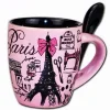 Taza de café rosada Torre Eiffel