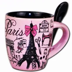 Taza de café rosada Torre Eiffel