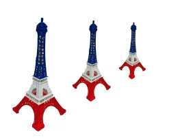 Torre Eiffel azul blanca y roja con diamantes